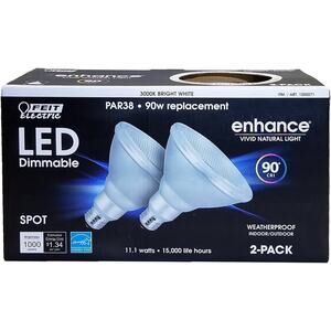 Feit Electric LED Dimmable PAR38 Spot Bright White light bulb pack of 2